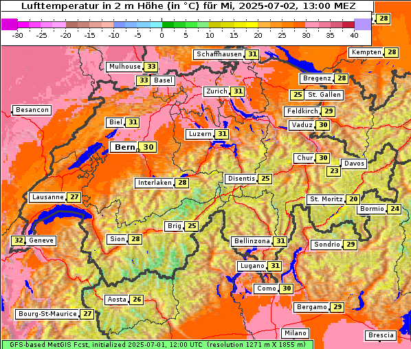 Temperatur, 2. 7. 2025