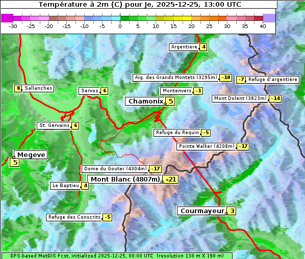 Temperatur, 25. 12. 2025