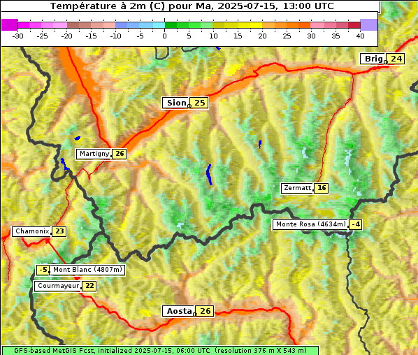 Temperatur, 15. 7. 2025