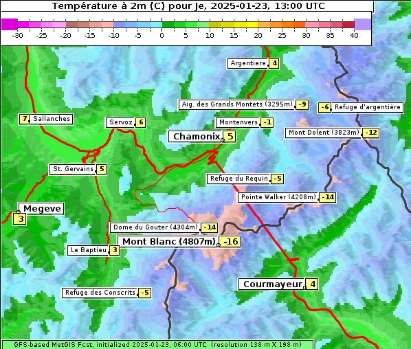 Temperatur, 23. 1. 2025