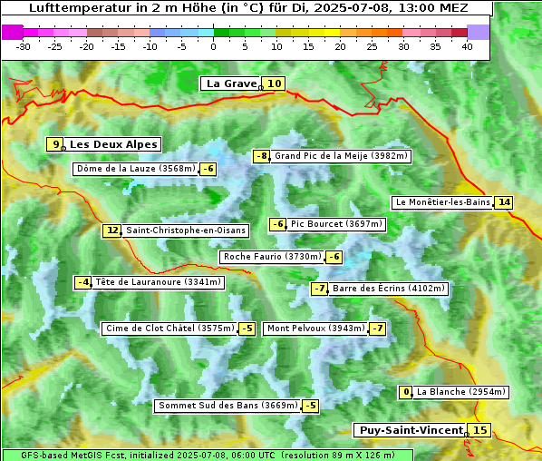 Temperatur, 8. 7. 2025