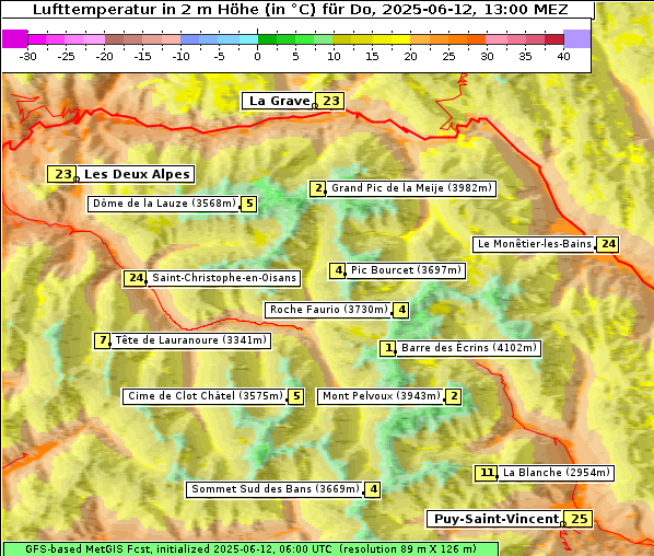 Temperatur, 12. 6. 2025