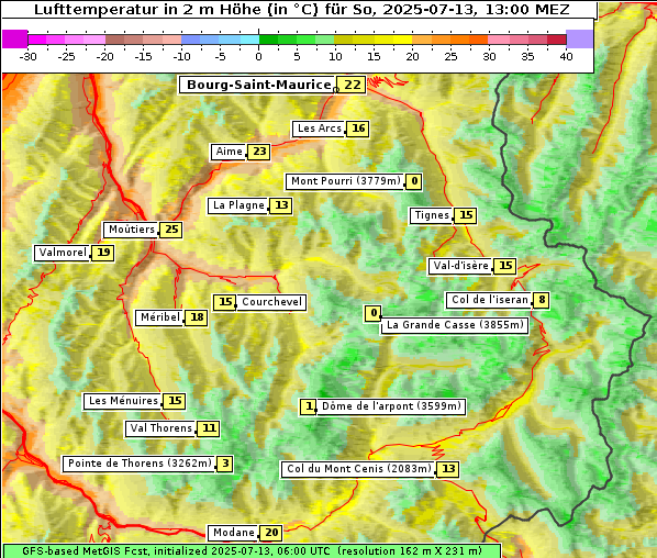Temperatur, 13. 7. 2025