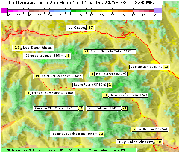 Temperatur, 31. 7. 2025