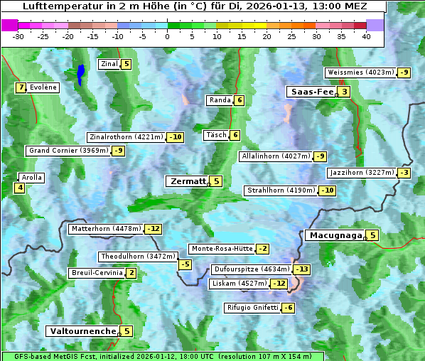Temperatur, 13. 1. 2026