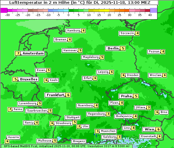 Temperatur, 18. 11. 2025