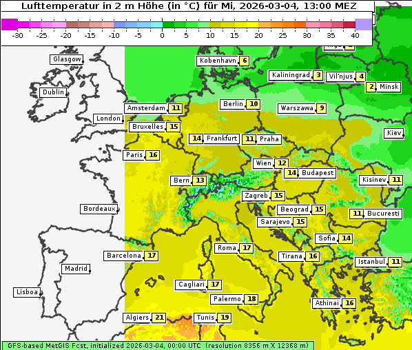 Temperatur, 4. 3. 2026