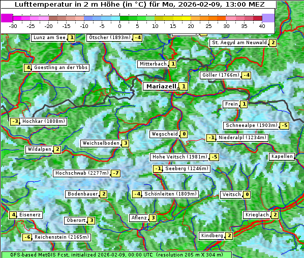 Temperatur, 9. 2. 2026
