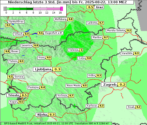 Niederschlag, 22. 8. 2025