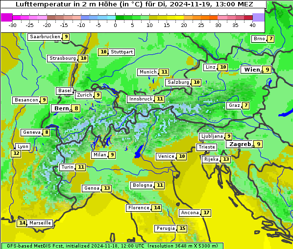 Temperatur, 19. 11. 2024