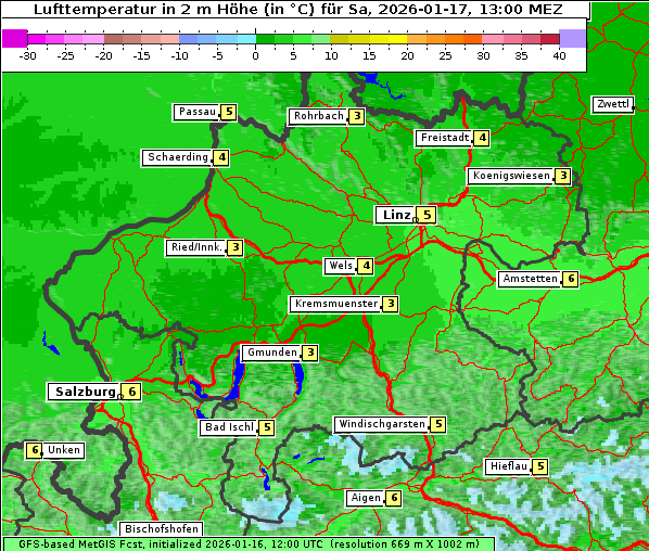 Temperatur, 17. 1. 2026