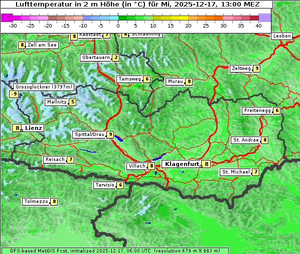 Temperatur, 17. 12. 2025