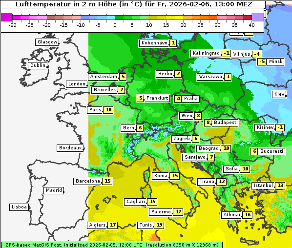 Temperatur, 6. 2. 2026