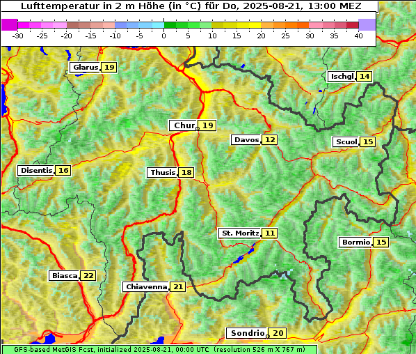 Temperatur, 21. 8. 2025