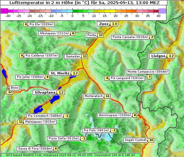 Temperatur, 13. 9. 2025