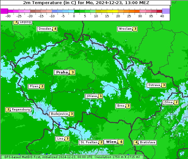 Temperatur, 23. 12. 2024