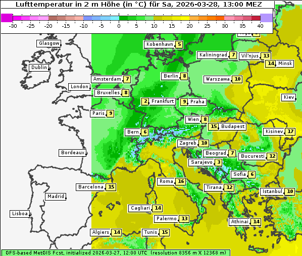 Temperatur, 28. 3. 2026