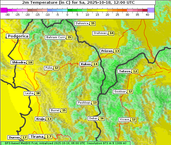 Temperatur, 18. 10. 2025