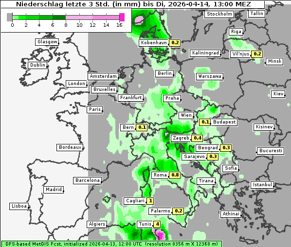 Niederschlag, 14. 4. 2026