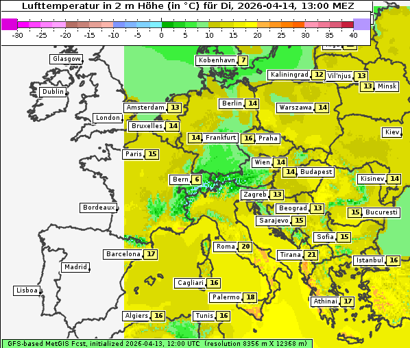 Temperatur, 14. 4. 2026