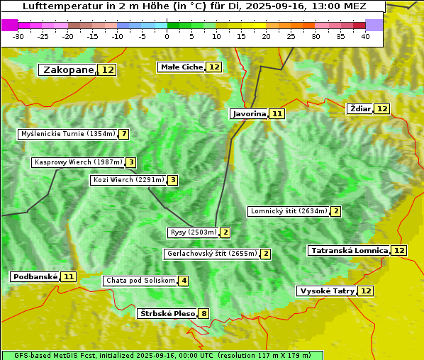 Temperatur, 16. 9. 2025
