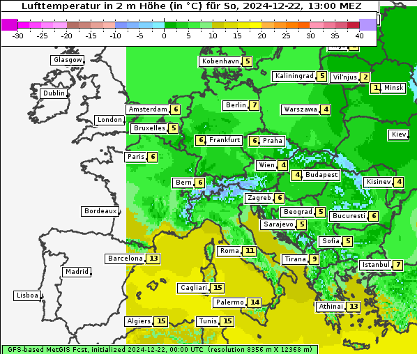 Temperatur, 22. 12. 2024