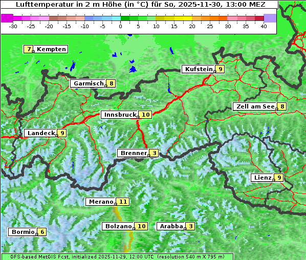 Temperatur, 30. 11. 2025