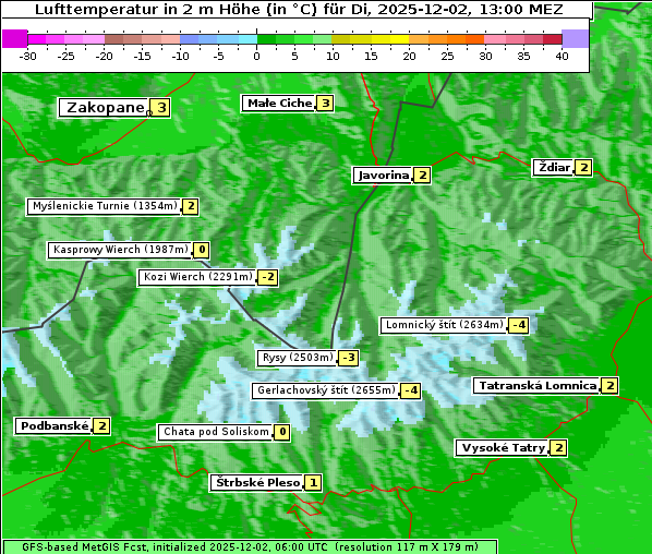Temperatur, 2. 12. 2025