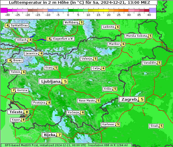 Temperatur, 21. 12. 2024