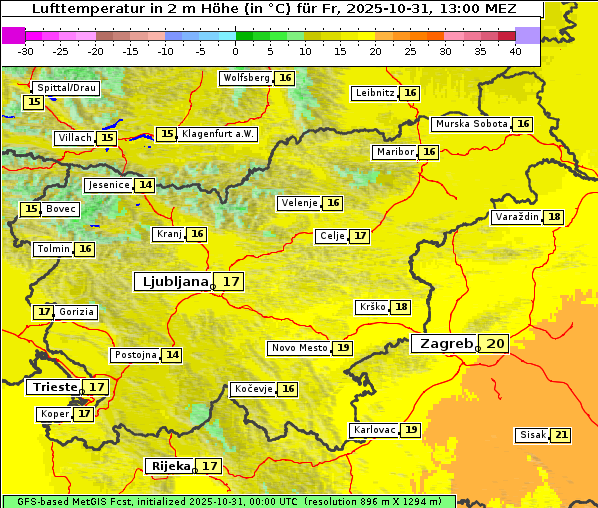 Temperatur, 31. 10. 2025