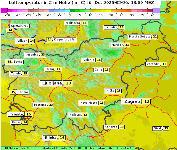 Temperatur, 26. 2. 2026