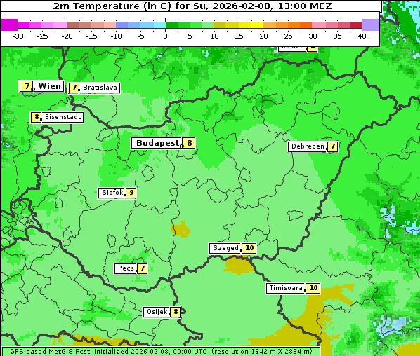 Temperatur, 8. 2. 2026