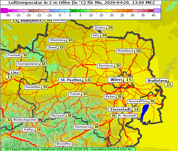 Temperatur, 20. 4. 2026