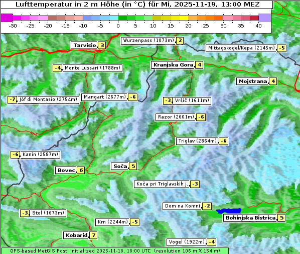 Temperatur, 19. 11. 2025