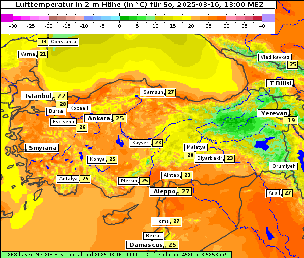 Temperatur, 16. 3. 2025