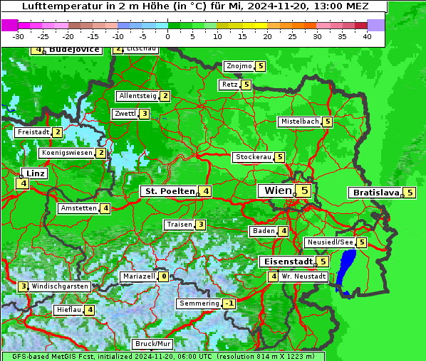 Temperatur, 20. 11. 2024