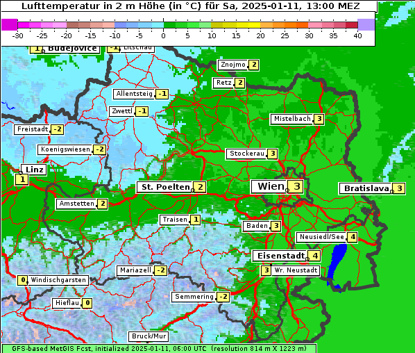 Temperatur, 11. 1. 2025