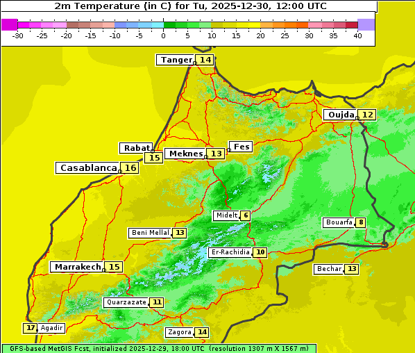 Temperatur, 30. 12. 2025