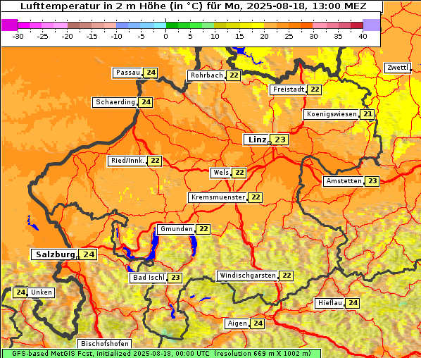 Temperatur, 18. 8. 2025