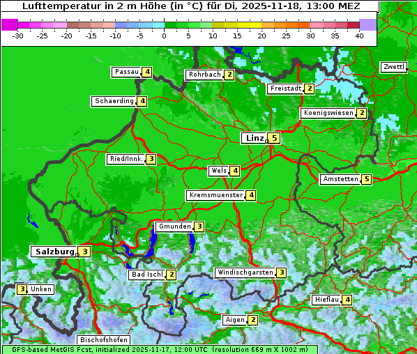 Temperatur, 18. 11. 2025