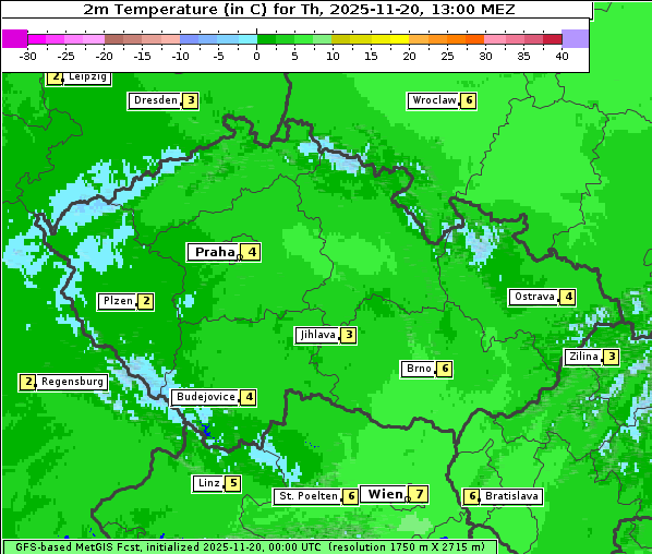 Temperatur, 20. 11. 2025
