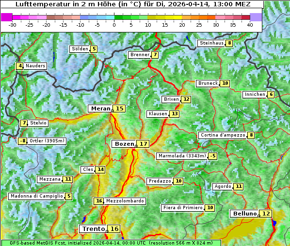 Temperatur, 14. 4. 2026