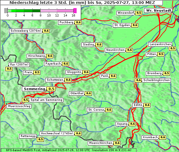 Niederschlag, 27. 7. 2025