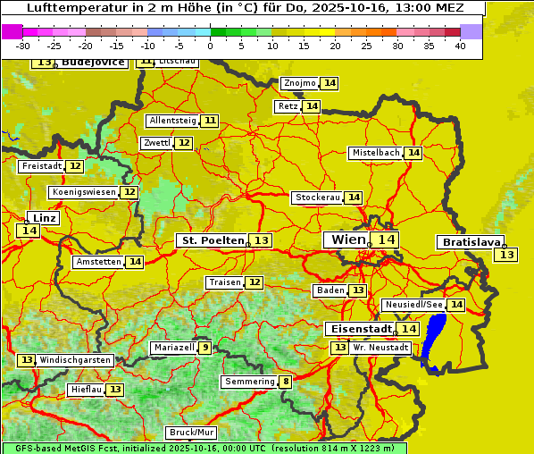 Temperatur, 16. 10. 2025
