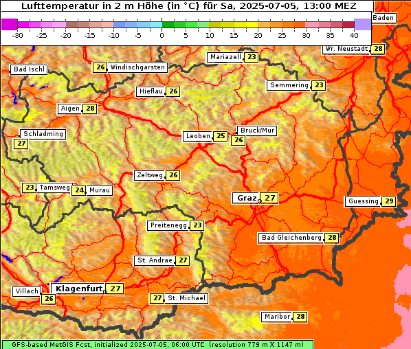 Temperatur, 5. 7. 2025