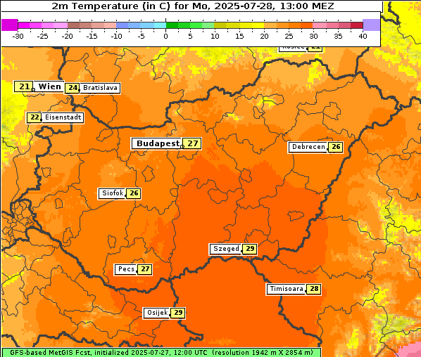 Temperatur, 28. 7. 2025