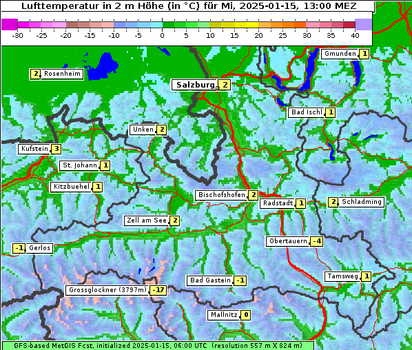 Temperatur, 15. 1. 2025