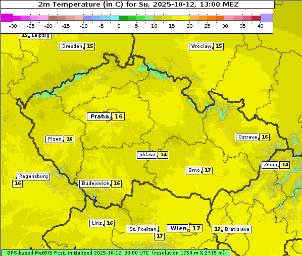 Temperatur, 12. 10. 2025