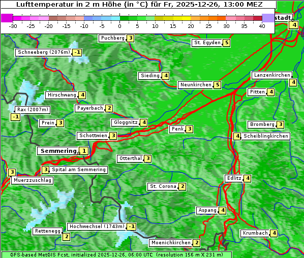 Temperatur, 26. 12. 2025