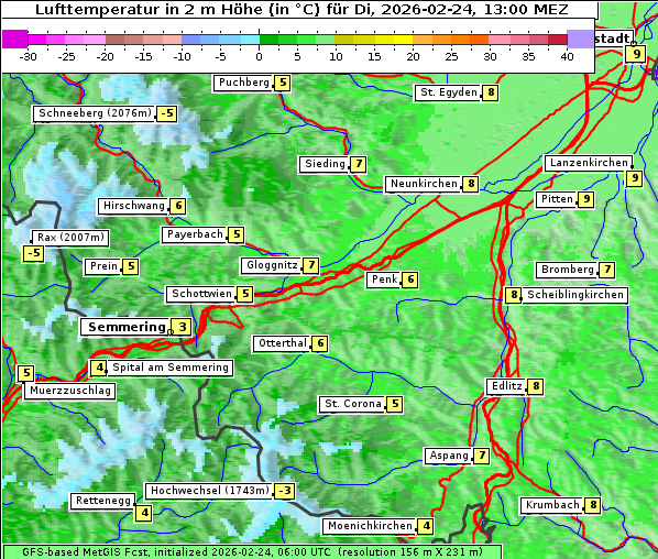 Temperatur, 24. 2. 2026